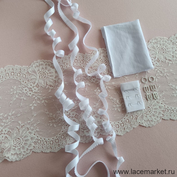 Набор для пошива нижнего белья из кружева молочно-белый/бралетт + трусики(090-002-057)