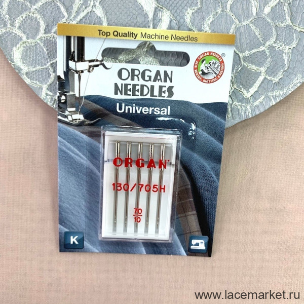 Иглы для бытовых швейных машин Organ Needles Universal 130/705H №70/10, 1 уп. (5 шт.)