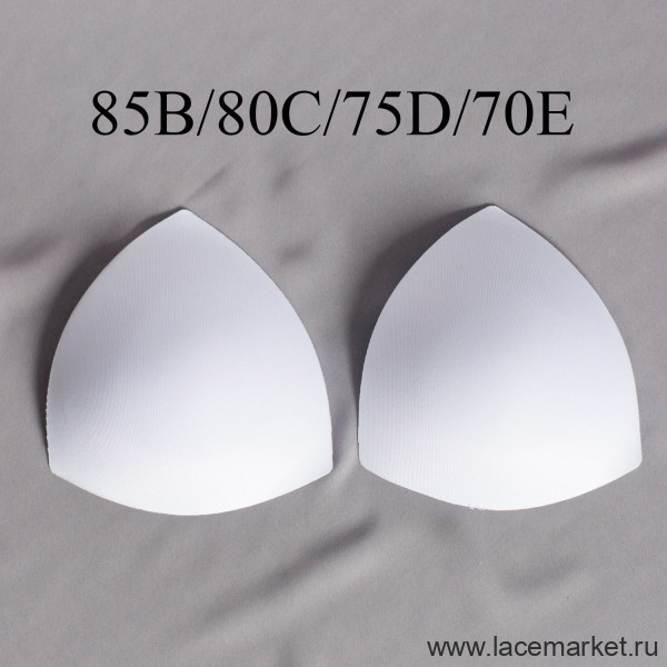 Белые треугольные чашки без пушап 85B/80C/75D/70E цв.202, 1 пара (055-085-211)  