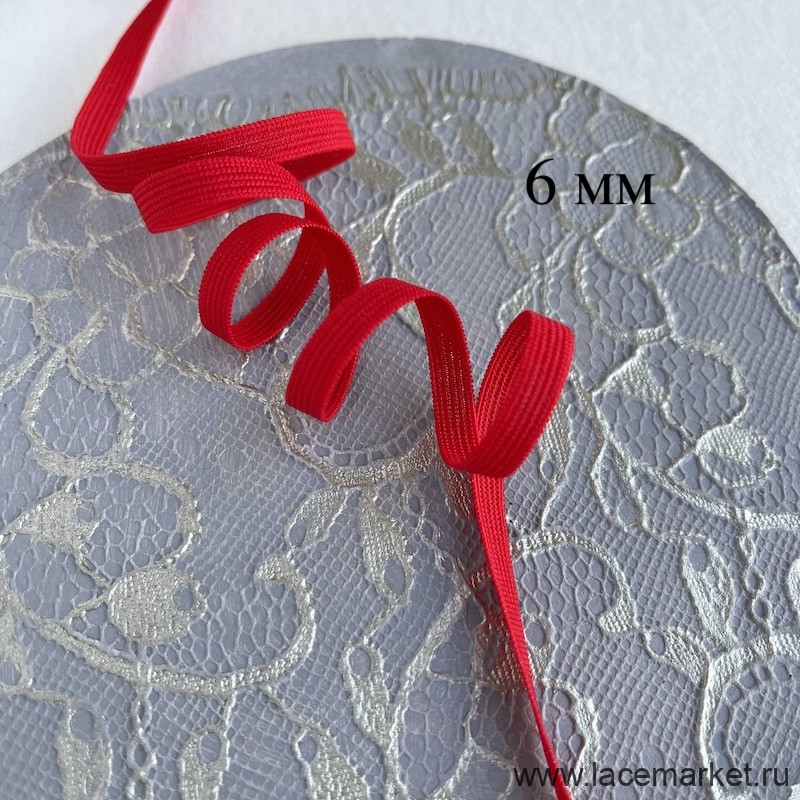 Красная отделочная резинка 6 мм Латвия LAUMA цв.873, 1 м (004-006-873)
