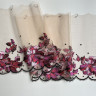 Кружево вышивка на сетке розовые цветы 20 см (правая), 1 м (001-285-125) 