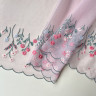 Кружево вышивка на розовой сетке цветы 22 см  (правая) цв410А, 1 м (001-287-410)   