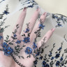 Кружево вышивка на сетке синие цветы 24 см цв 491, 1 м (001-284-491) 
