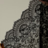 Чёрное эластичное кружево с ресничками шантильи 23 см, 1 м (P001-019-101)