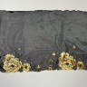 Вышивка  желтые цветы на черной сетке  24.5 см, 1м (001-279-201)