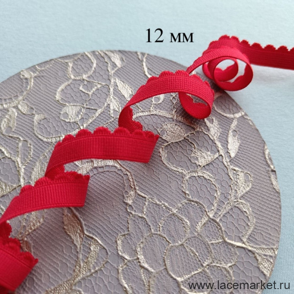 Красная отделочная резинка 12 мм Латвия цв.873 (по LAUMA - 100), 1 м (Р003-012-873)
