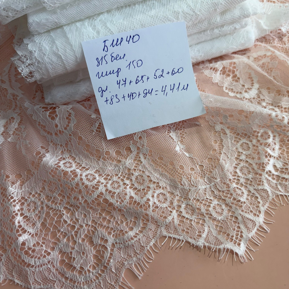 Набор из отрезов кружева шантильи по себестоимости №БШ40, 4.41 м Набор из отрезов кружева шантильи по себестоимости №БШ40, 4.41 м