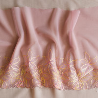 Кружево вышивка на сетке розовое 25 см, 1 м (001-191-170)