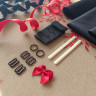 Набор для пошива нижнего белья с микрофиброй и вышивкой на сетке черно-красный /лиф на кости(кости не входят в набор)+ трусики (090-004-212) 