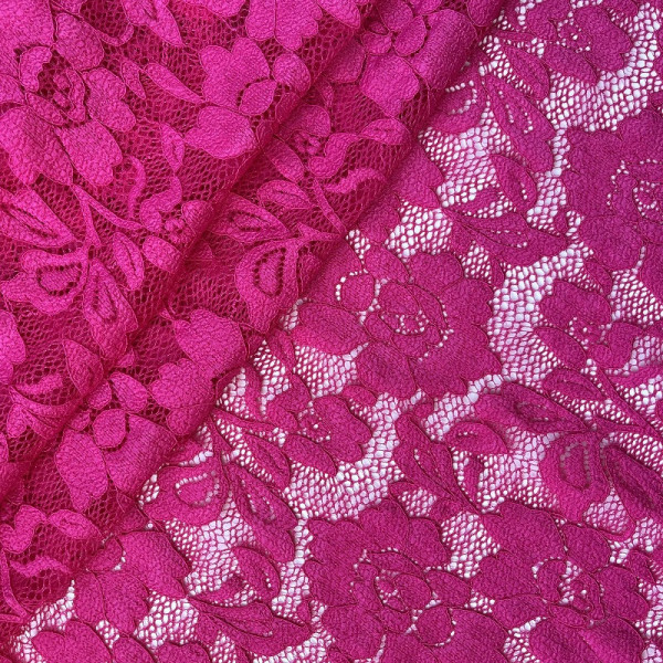Розовое эластичное кружевное полотно, 1 м (001-308-674)