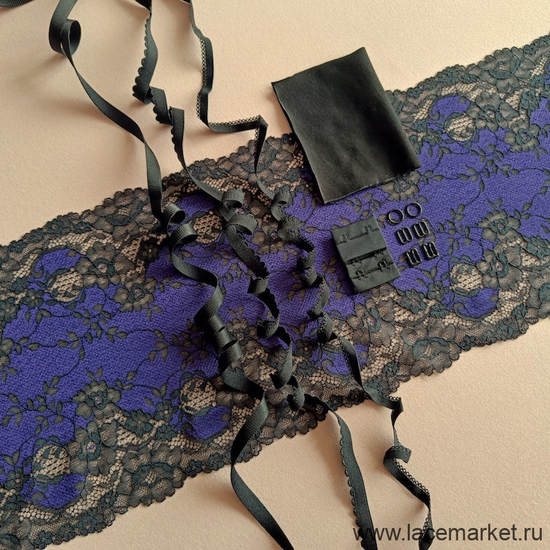 Набор для пошива нижнего белья черно-фиолетовый/бралетт + трусики(090-002-013)