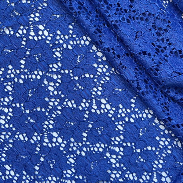 Синее эластичное кружевное полотно, 1 м (001-308-482)