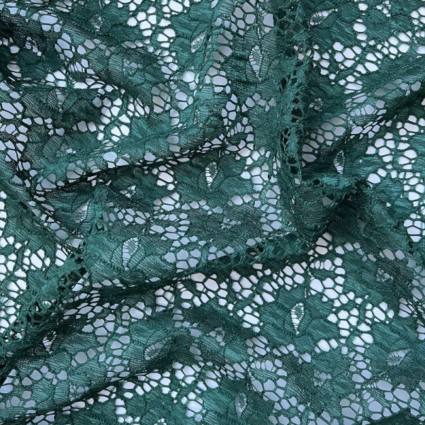 Зеленое эластичное кружевное полотно, 1 м (001-308-424)  
