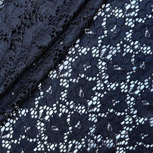 Черное эластичное кружево полотно, 1 м  (001-308-201) 
