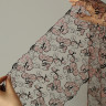 Кружево вышивка на бежевой сетке черная с розовыми цветами 23.5 см, 1 м  (001-282-386)   