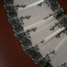 Молочная эластичная сетка с черной вышивкой 25 см, 1 м (001-245-201)