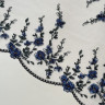 Кружево вышивка на сетке синие цветы 24 см цв 491, УПАКОВКА 10 м (S001-284-491) ОПТ