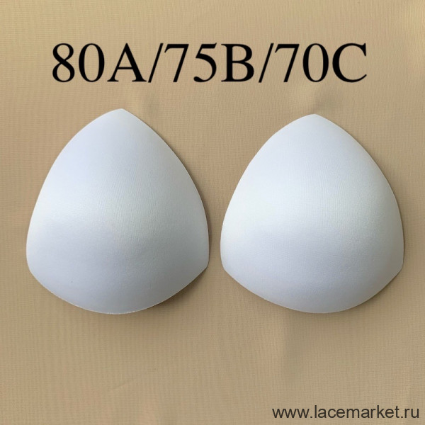 Белые треугольные чашки с пушап 80А/75B/70С цв.202, 1 пара (055-075-226) 