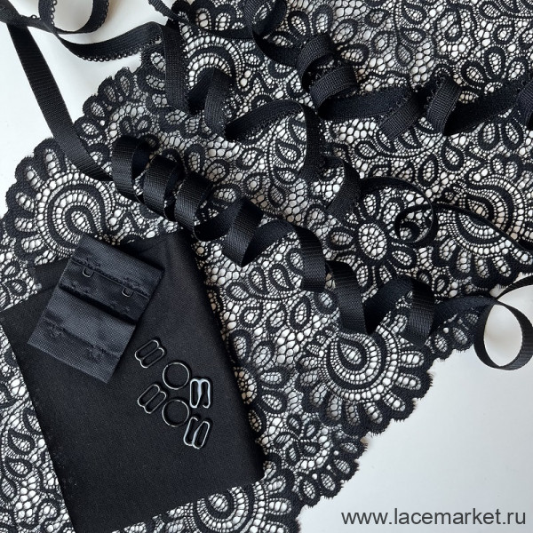 Набор для пошива нижнего белья черный /бралетт + трусики (090-002-101)