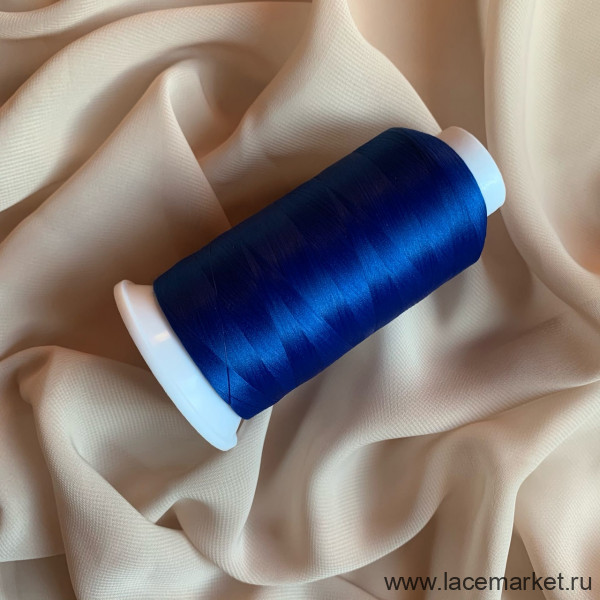 Синие текстурированные некрученые нитки для шитья василек цв.491 MAX 150D/1 - 5000м, 1 шт.