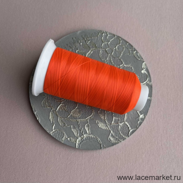 Текстурированные некрученые нитки для шитья оранжевый неон цв.586темный MAX 150D/1 - 5000м, 1 шт. 