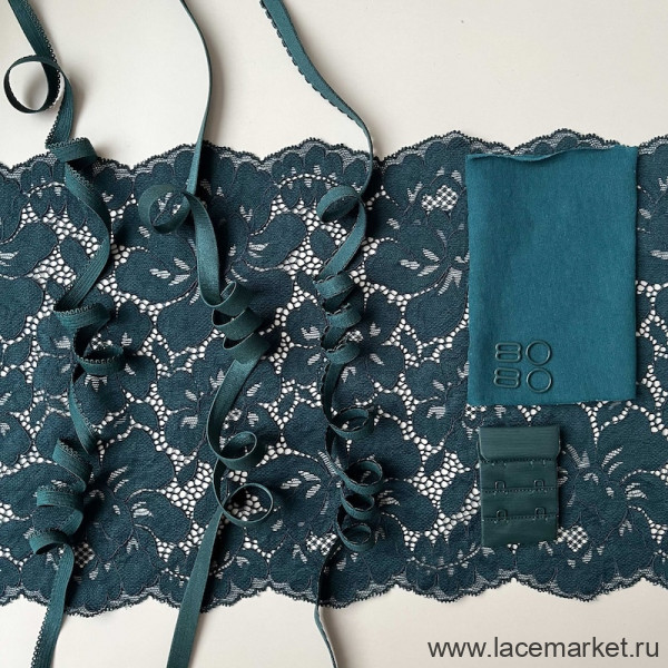 Набор для пошива нижнего белья из кружева изумрудный /бралетт + трусики (090-002-146)