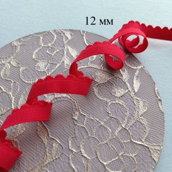 Красная отделочная резинка 12 мм Латвия цв.873 (по LAUMA - 100), КОРОБ 500м (S003-012-873) ОПТ