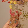 Кружево вышивка на бежевой сетке цветы 20,5 см цв225, 1 м (Р001-291-225) 