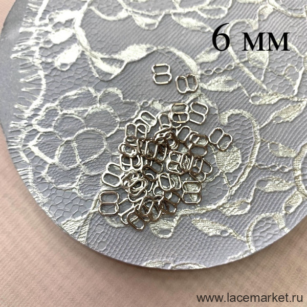 Регулятор для бретели 6 мм металл серебро, 1 шт. (072-006-190)