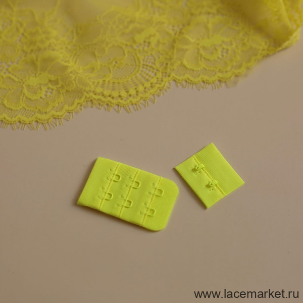 Ярко-желтая застежка для бюстгальтера текстильная 32 мм (между цветом 260 и 960) 2x6, 1 шт.