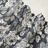 Кружево вышивка черные цветы на белой сетке 27 см, 1м (001-288-201) 