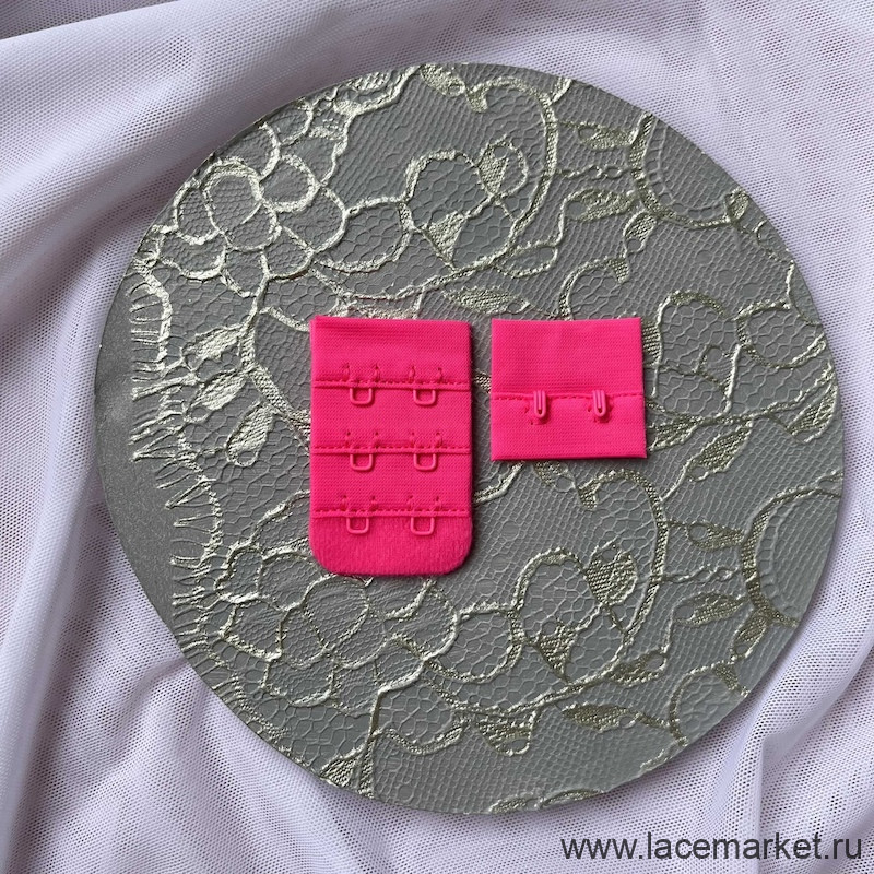 Ярко-розовая застежка для бюстгальтера текстильная 34 мм 2x6 цв.294, 1 шт. (070-206-294)