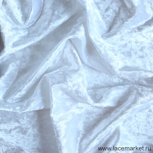 Белый бархат-велюр стрейч цв.102, 1 м (029-002-402)