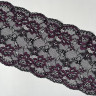 Черное эластичное кружево с винными цветами 17.5 см, УПАКОВКА 10 м (S001-303-201) ОПТ