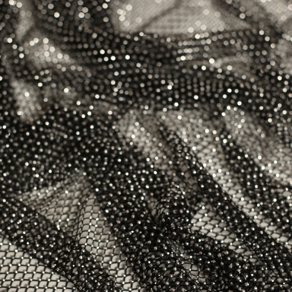 Черная сетка с крупной ячейкой с серебристыми стразами, 1 м (021-135-190) 