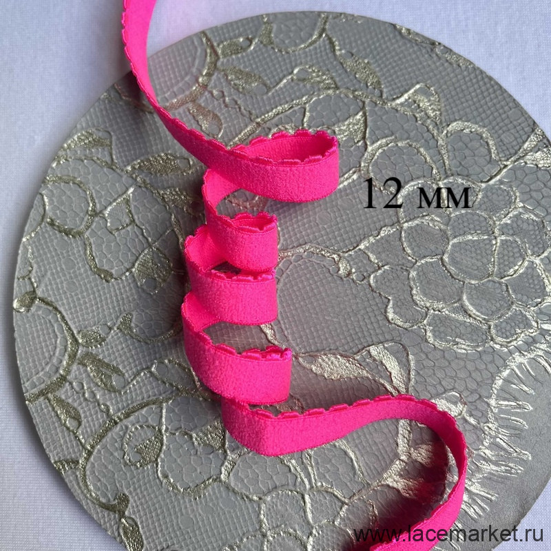 Ярко-розовая отделочная резинка 12 мм цв.294, 1 м (004-212-294) 