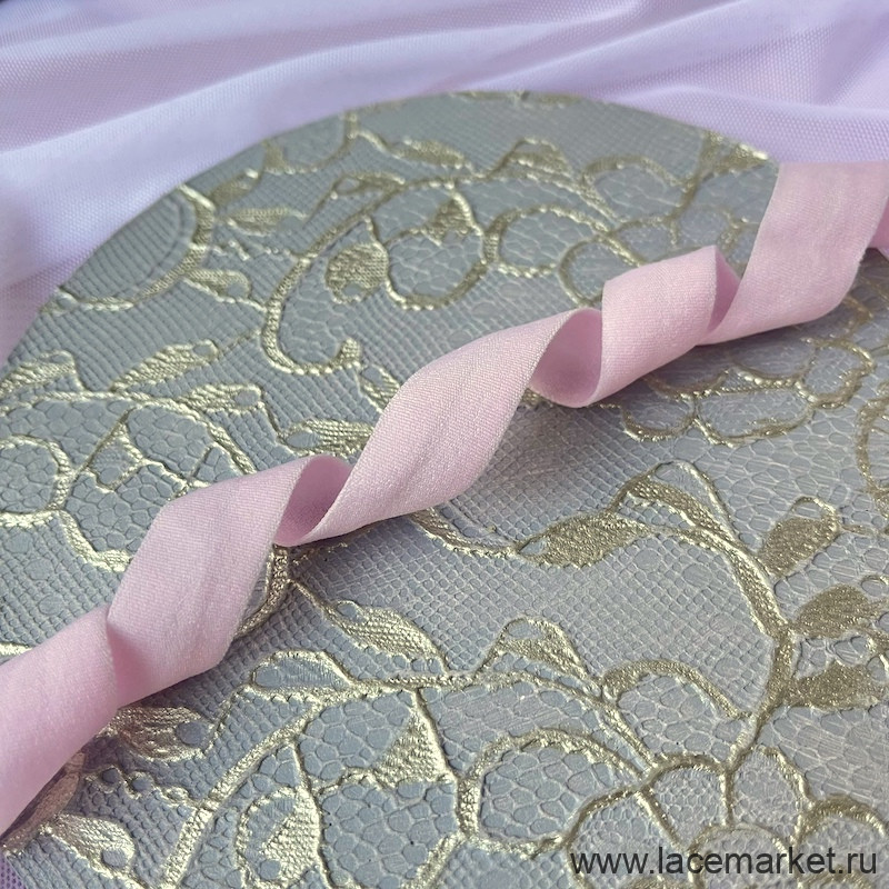 Розовая эластичная трикотажная бейка матовая Турция 15 мм цв.610, 1 м (Р005-015-610)