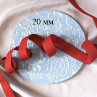 Красная бретелечная резинка с декоративным краем 20 мм, 1 м 