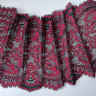 Черное с красным эластичное кружево с ресничками шантильи 23 см, 1 м (001-019-906)