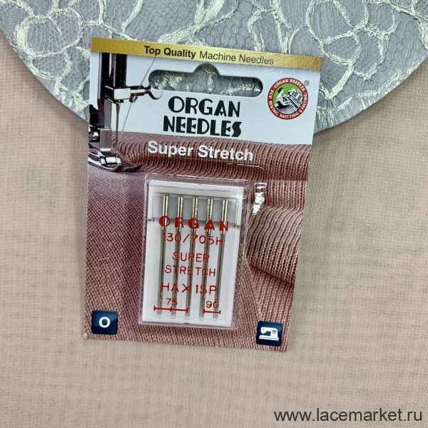 Иглы для бытовых швейных машин Organ Needles Super Stretch 130/705H №75-90, 1 уп.