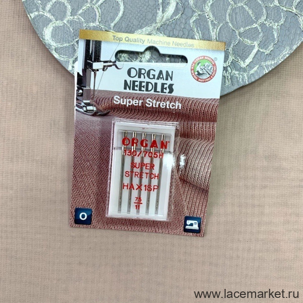 Иглы для бытовых швейных машин Organ Needles Super Stretch 130/705H №75/11, 1 уп. 