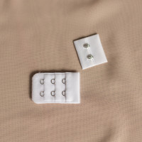 Белая застежка тканевая с серебристыми крючками 2x6, 1 шт. (Р070-206-202)