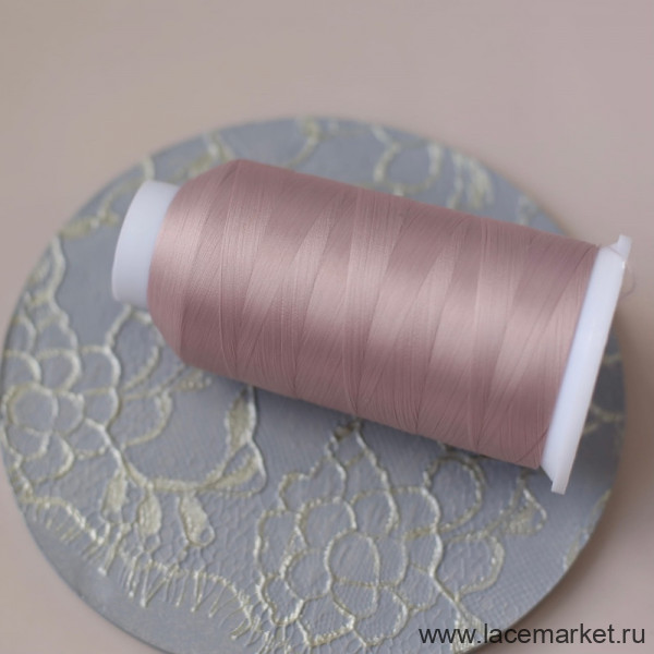 Текстурированные некрученые нитки для шитья пыльно-розовые цв.410А MAX 150D/1 - 5000м, 1 шт. 