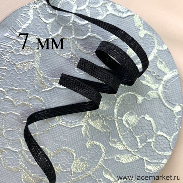 Черная отделочная резинка 7 мм, 1 м (004-006-301)