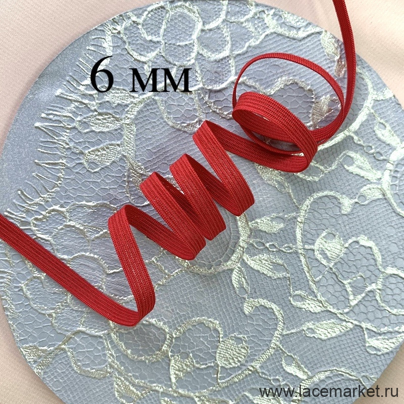 Красная отделочная резинка 6 мм цв.516, 1 м (004-006-516)