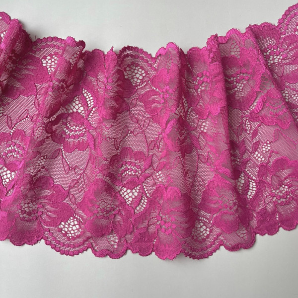 Розовое эластичное кружево 19 см цв.494, 1 м (001-304-494)
