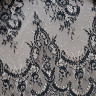 Кружевное полотно шантильи неэластичное с ресничками черное, ОТРЕЗ 3 м x 1.5 м (001-315-201) 