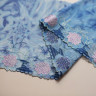Кружево вышивка на голубой эластичной сетке 23 см, ЛОСКУТЫ (001-206-103)